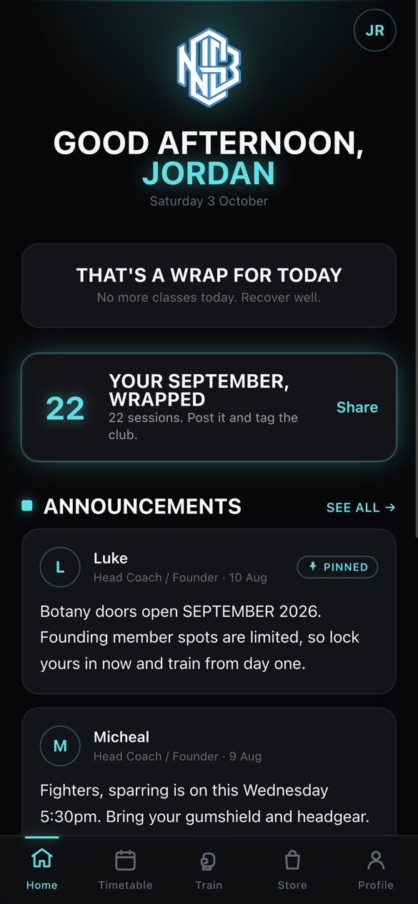 Member home screen